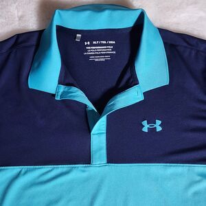 Under Armour Performance Polo XLT Colorblock Navy Turquoise